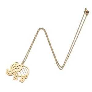 Elephant Titanium Steel Gold Necklace